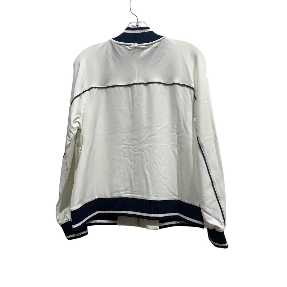 VARLEY Womens White Navy Trim Bomber Jacket Zip Front Athletic Style Size Small - Picture 3 of 8